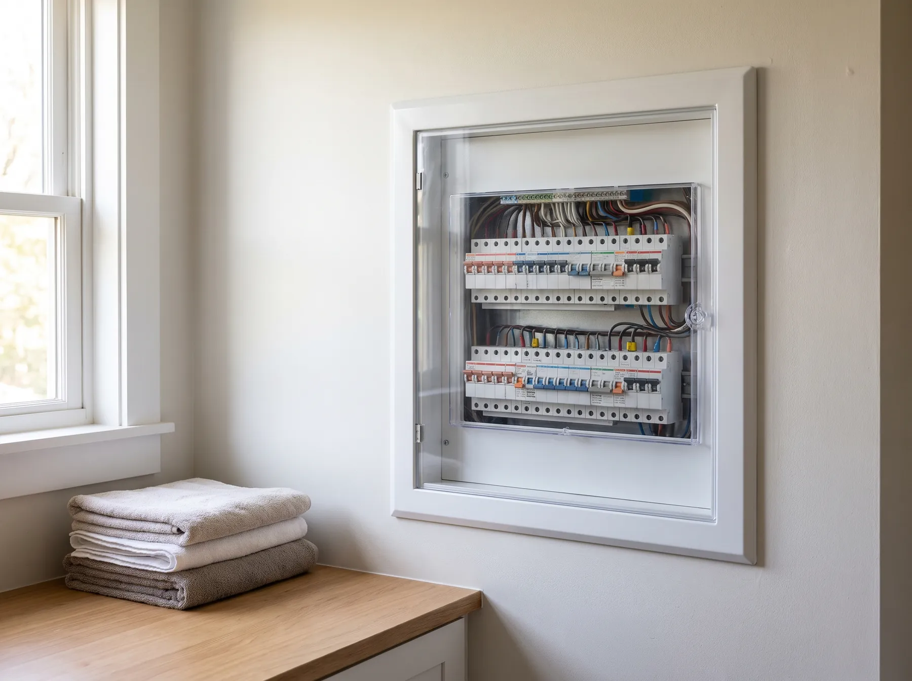 Finished labelled switchboard after a rewire